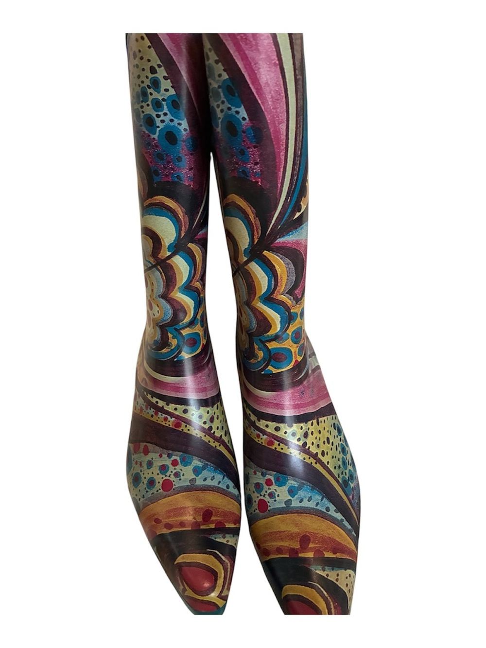 Corkys Rain Boots Womens Sz 10 Rubber Swirl Western Pointed Toe Fashion